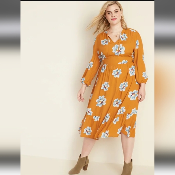 Old Navy Empire Waist Floral Midi-Dress Size XS - Picture 1 of 8